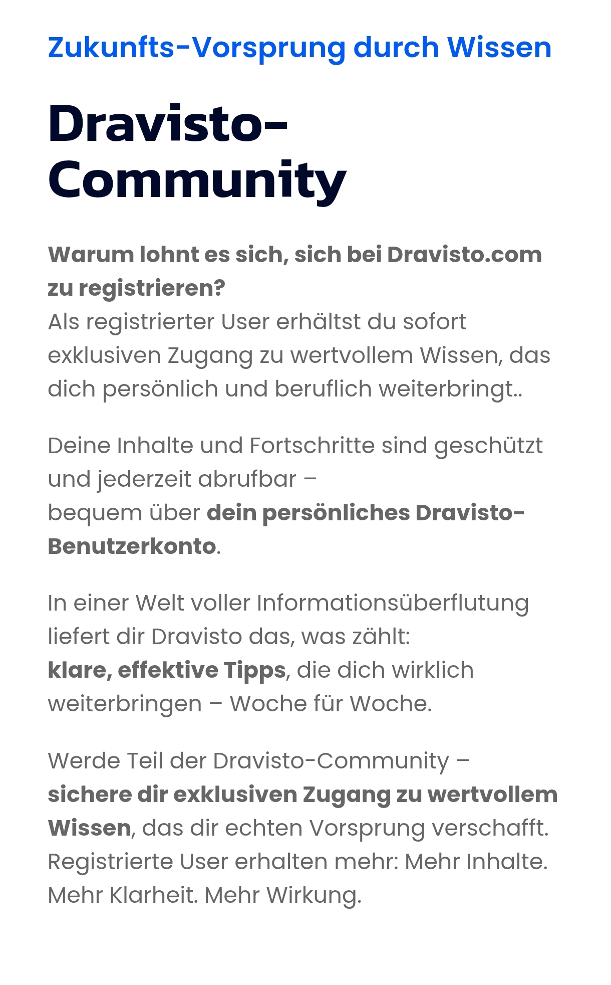 Exklusive Erfolgstipps DraVisto