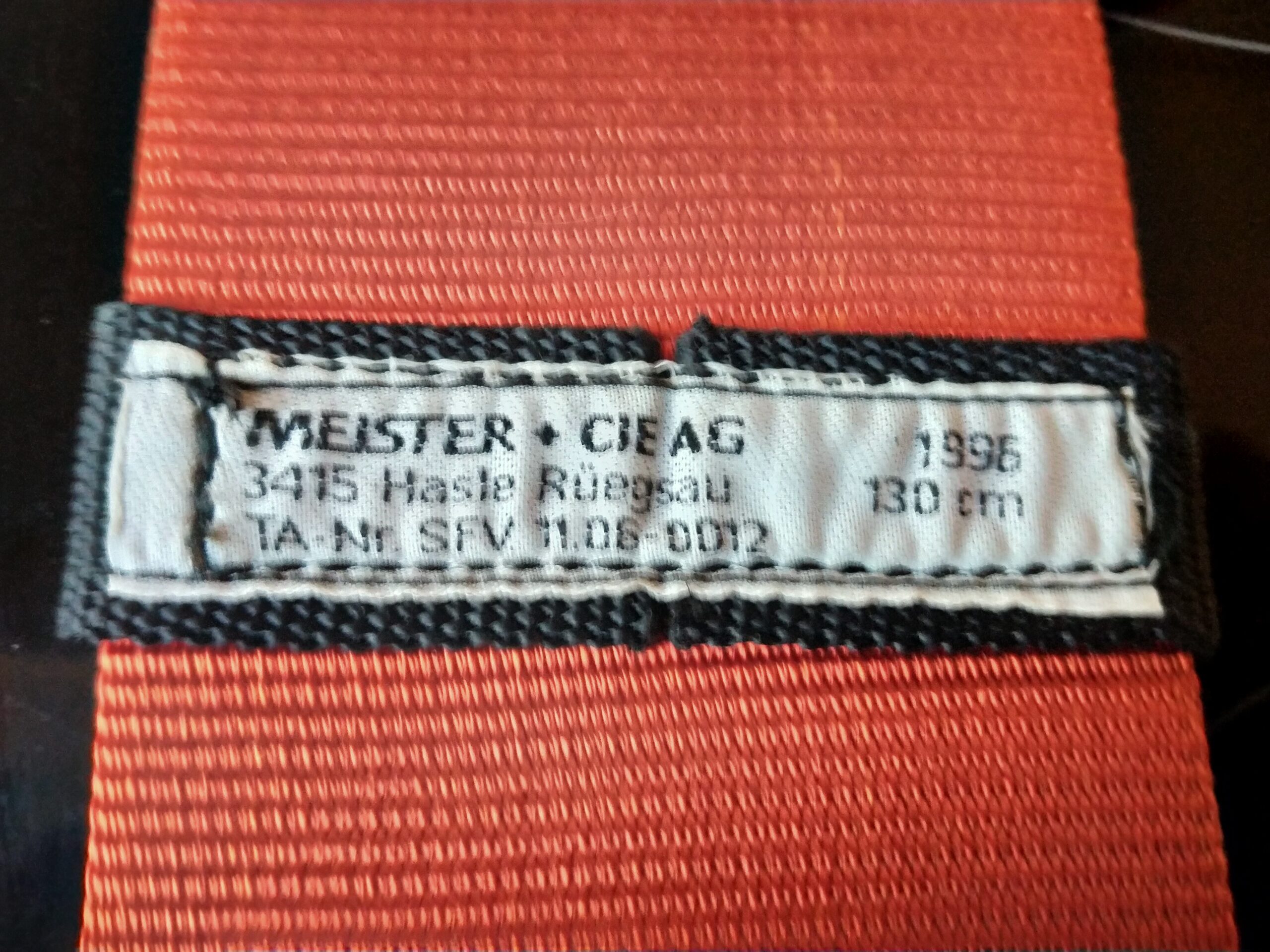 Schweizer Original Feuerwehrgurte vom Hersteller Meister + CIE AG 1996